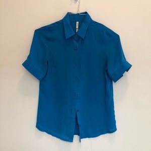 Blue button up blouse